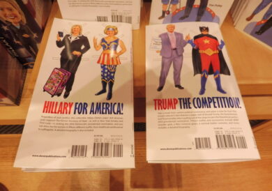 Donald and Hilary fight it out in Washington DC gift shops…
