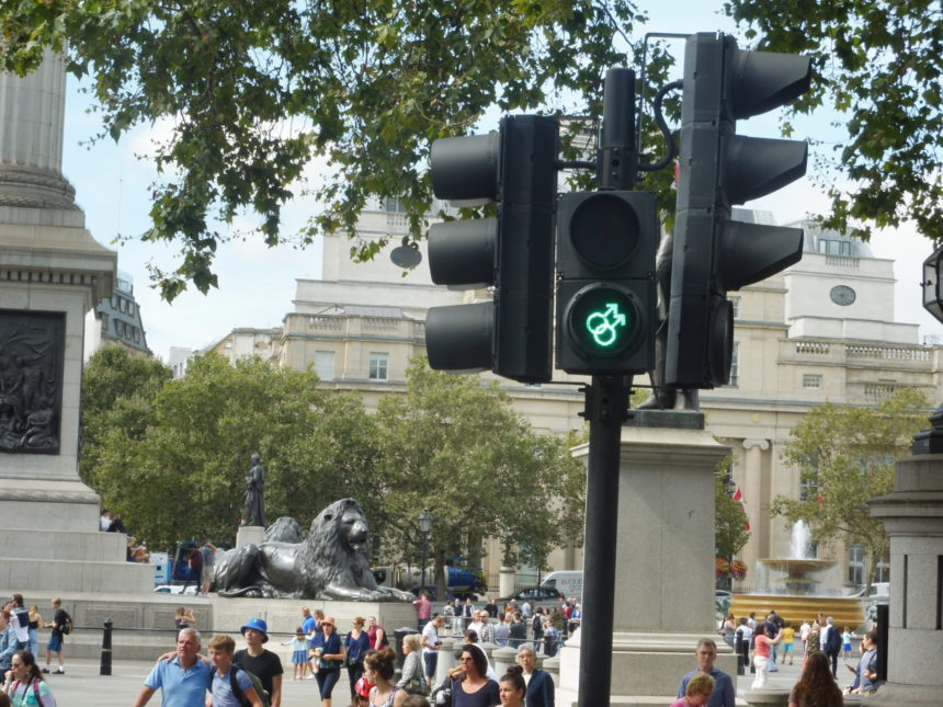 England around Trafalgar Square gay traffic lights