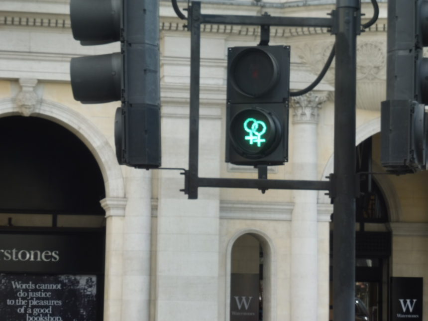 England around Trafalgar Square - lesbian traffic lights again